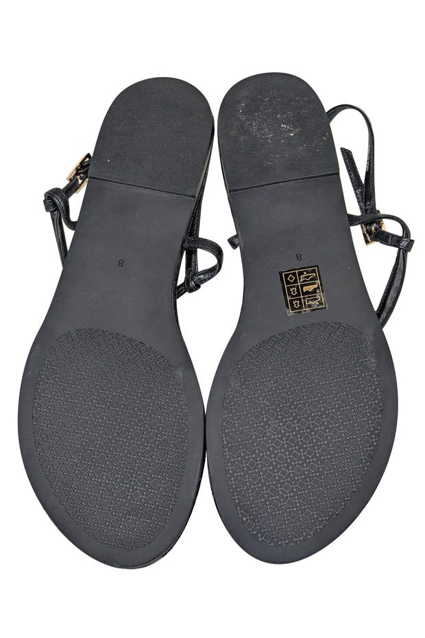 Current Boutique-Tory Burch - Black Quilted Leather Strappy Sandals Sz 8