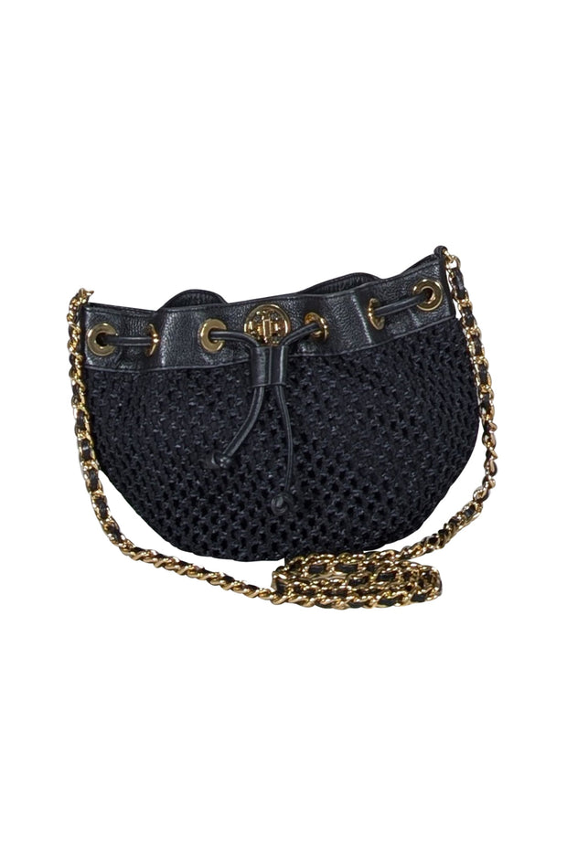 Current Boutique-Tory Burch - Black Raffia Crossbody Bag