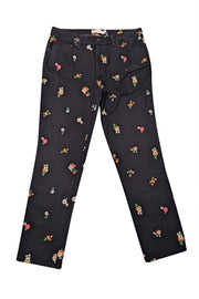 Current Boutique-Tory Burch - Black Skinny Capri Jeans w/ Floral Embroidery Sz 8