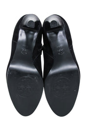 Current Boutique-Tory Burch - Black Suede Ankle Buckle Detail Short Boot Sz 5.5
