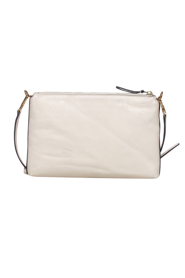 Current Boutique-Tory Burch - Cream "Kira" Pebbled Leather Crossbody Bag