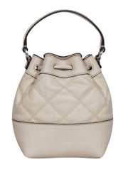Current Boutique-Tory Burch - Cream Leather Quilted Mini Bucket Bag