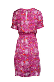 Current Boutique-Tory Burch - Fuchsia w/ Cream Print Silk Chiffon Dress Sz 10