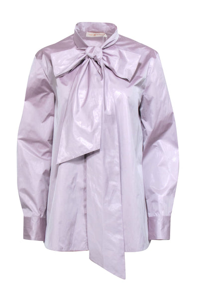Current Boutique-Tory Burch - Iridescent Lilac Neck Tie Shirt Sz 14