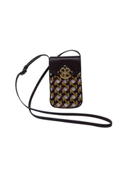 Current Boutique-Tory Burch - Maroon, Beige, & Mustard Woven Mini Crossbody Bag