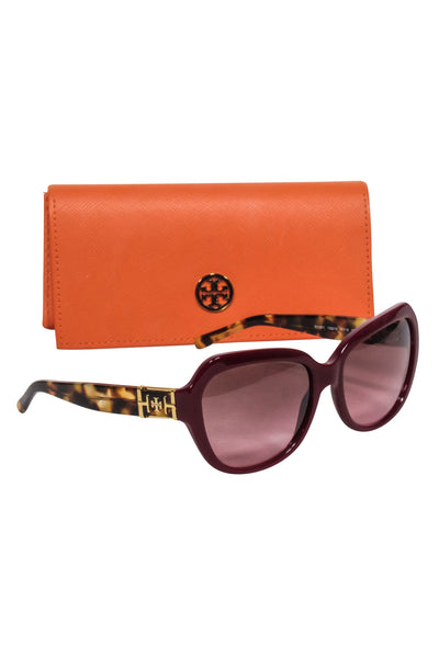 Current Boutique-Tory Burch - Maroon Round Large Sunglasses