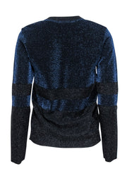 Current Boutique-Tory Burch - Navy & Black Sparkly Metallic Crewneck Sweater Sz S