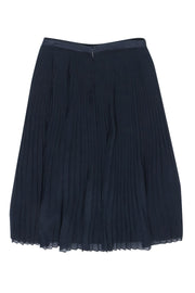 Current Boutique-Tory Burch - Navy Silk Pleated Beaded Front Skirt Sz 6