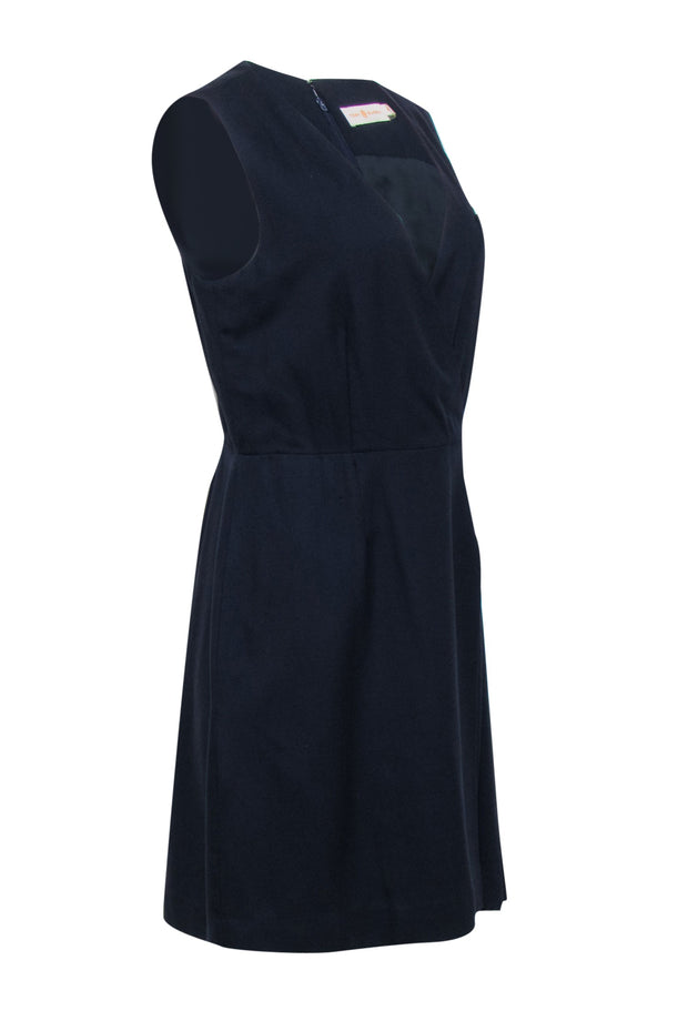 Current Boutique-Tory Burch - Navy Sleeveless Faux Wrap Work Dress Sz 10
