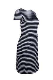 Current Boutique-Tory Burch - Navy & White Striped Short Sleeve Wrap Dress Sz XS