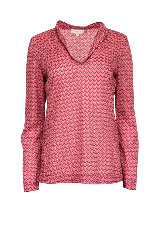 Current Boutique-Tory Burch - Pink & Magenta Geometric Print Blouse Sz 6