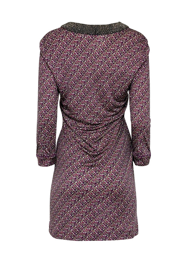 Current Boutique-Tory Burch - Pink, Purple, & White Floral Print Dress w/ Beaded Trim Sz M