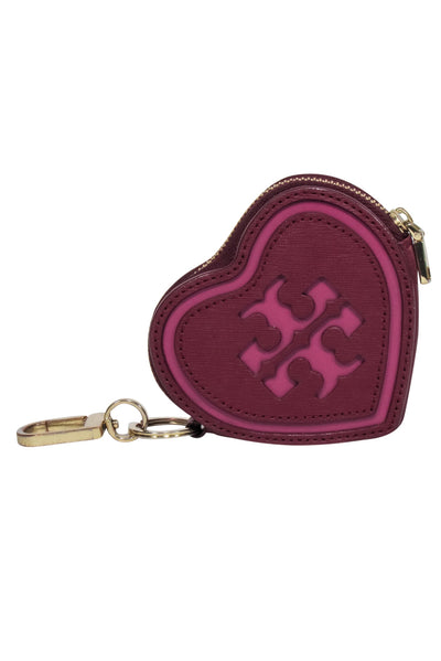 Current Boutique-Tory Burch - Plum Purple Logo Front Heart Shape Coin Purse