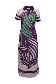 Current Boutique-Tory Burch - Purple, Cream, & Green Zebra Print Mesh Polo Dress Sz M