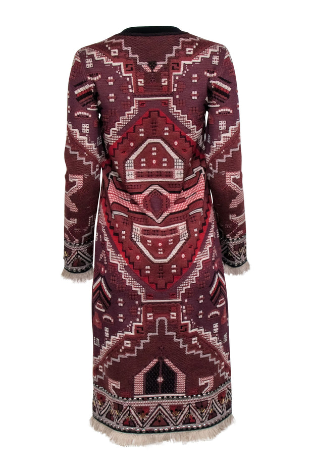 Current Boutique-Tory Burch - Rust Red Printed Long Sleeve Midi Dress Sz S
