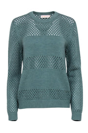 Current Boutique-Tory Burch - Sage Green Crochet Knit Sweater Sz M