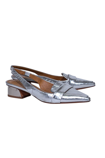 Current Boutique-Tory Burch - Silver Metallic Slingback Low Pumps Sz 5.5