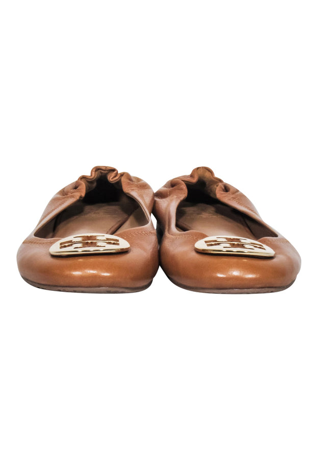 Current Boutique-Tory Burch - Tan Leather Ballet Flats w/ Gone-tone Hardware Sz 11