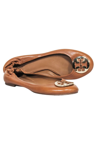 Current Boutique-Tory Burch - Tan Leather Ballet Flats w/ Gone-tone Hardware Sz 11