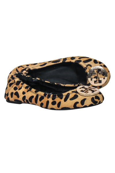 Current Boutique-Tory Burch - Tan Leopard Print Calf Hair "Reva" Flats Sz 9