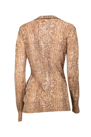 Current Boutique-Tory Burch - Tan Snake Print Linen Blend Cardigan Sz M