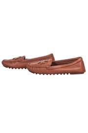 Current Boutique-Tory Burch - Tan Tumbled Leather Loafers w/ Toe Logo Sz 6