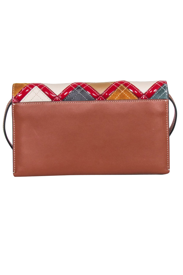 Current Boutique-Tory Burch - Tan w/ Multicolor Patchwork "McGraw" Leather Wallet Crossbody