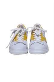 Current Boutique-Tory Burch - White & Yellow Leather Sneakers Sz 8.5