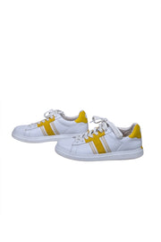 Current Boutique-Tory Burch - White & Yellow Leather Sneakers Sz 8.5