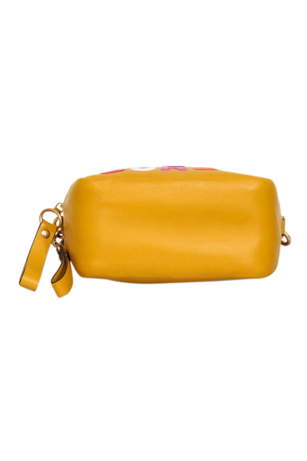 Current Boutique-Tory Burch - Yellow Color Block Logo Double Zip Mini Bag