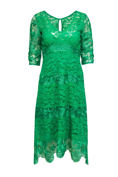 Current Boutique-Tracy Reese - Green Lace Crop Sleeve Dress Sz 4