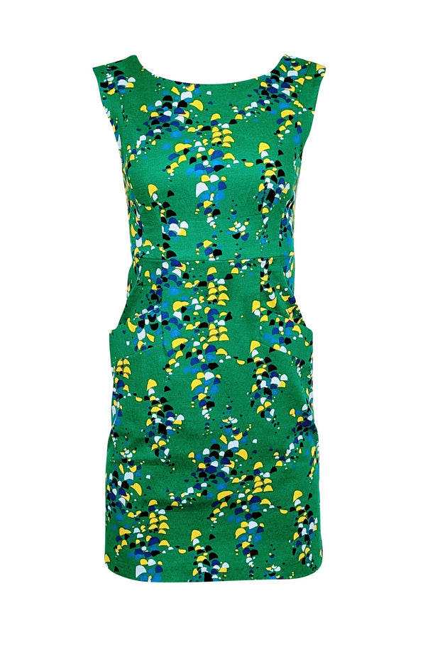 Current Boutique-Tracy Reese - Green, Yellow, & Blue Print Sleeveless Dress Sz 0