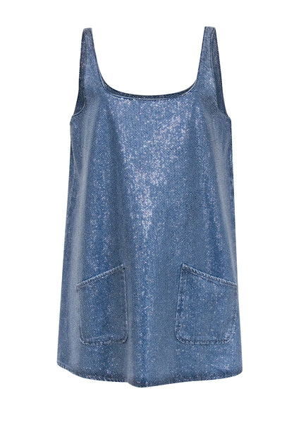 Current Boutique-Triarchy - Blue Denim Shift Dress w/ Rhinestone Embellishing Sz L