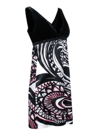 Current Boutique-Trina Turk - Black Velvet Printed Mini Dress w/ Beaded Waist Sz 4