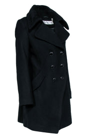 Current Boutique-Trina Turk - Black Wool Double Breasted Pea Coat Sz M/L
