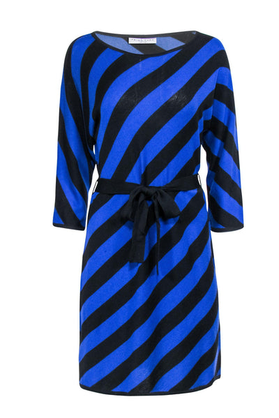 Current Boutique-Trina Turk - Blue & Black Stipe Knit Dress Sz L