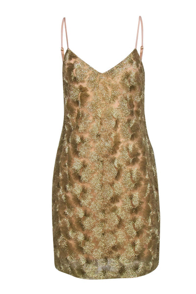 Current Boutique-Trina Turk - Gold Metallic Sleeveless Mini Dress Sz 4
