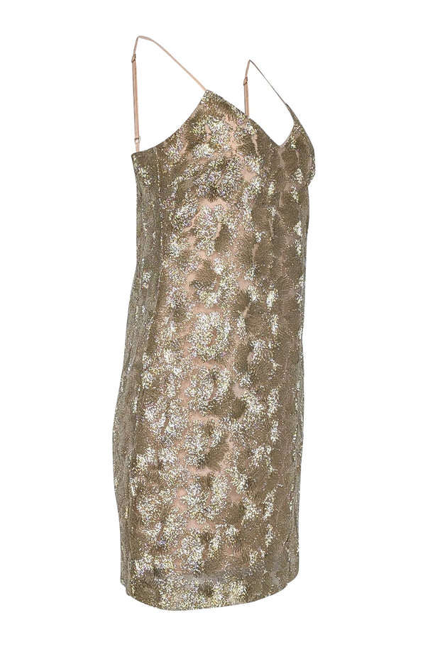 Current Boutique-Trina Turk - Gold Metallic Sleeveless Mini Dress Sz 6