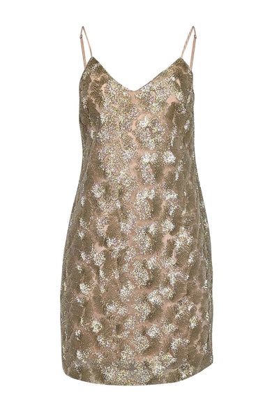 Current Boutique-Trina Turk - Gold Metallic Sleeveless Mini Dress Sz 6