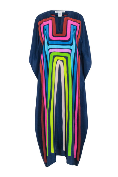 Current Boutique-Trina Turk - Navy Multicolor Silk "Theodora" Maxi Dress Sz M/L