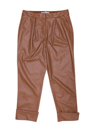 Current Boutique-Trina Turk - Nutmeg Brown Cropped Faux Leather Pants Sz 4