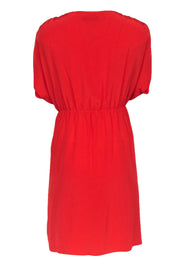 Current Boutique-Trina Turk - Orange Silk Dress w/ Beaded V-Neckline Sz 10