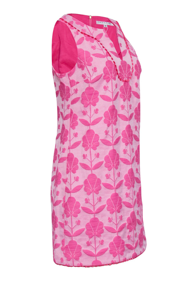 Current Boutique-Trina Turk - Pink Floral Brocade Shift Dress Sz 8