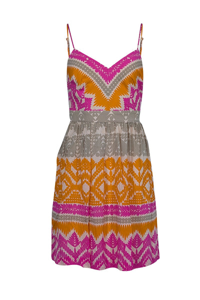 Current Boutique-Trina Turk - Pink, Orange & Brown Abstract Print Sleeveless Mini Dress Sz 2