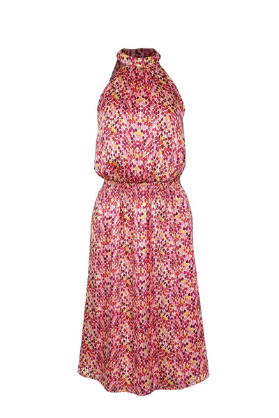 Current Boutique-Trina Turk - Pink, Purple, & Yellow Spotted Print Sleeveless Midi Dress Sz XS