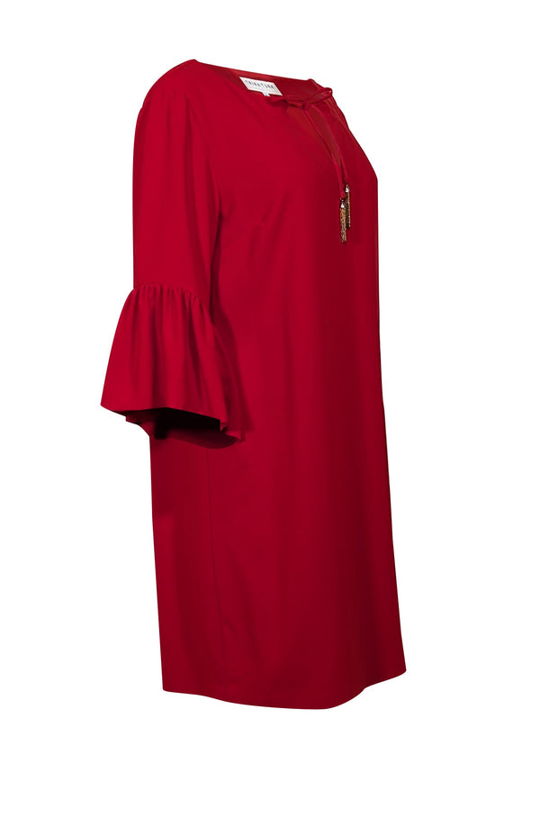 Current Boutique-Trina Turk - Red Bell Sleeve Shift Dress Sz L