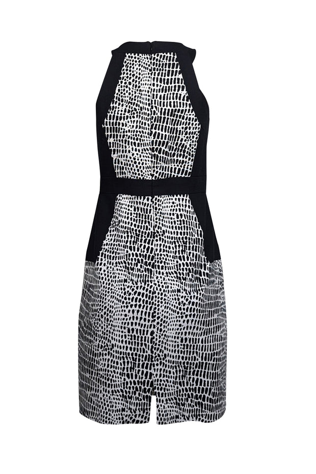 Current Boutique-Trina Turk - White & Black Speckled Zip Front Sheath Dress Sz 6