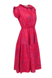 Current Boutique-Tucker - Red & Purple Zebra Print Ruffled Midi Dress Sz M