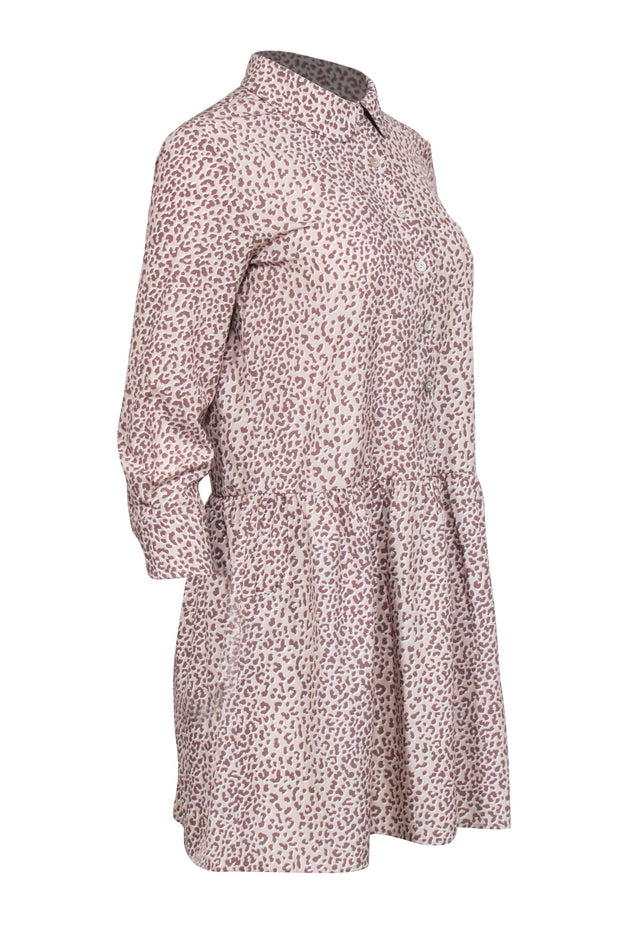 Current Boutique-Tuckernuck - Beige & Brown Leopard Print Drop Waist Shirt Dress Sz XS