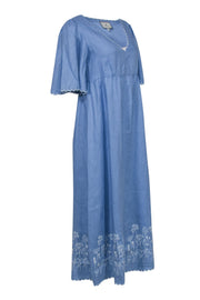 Current Boutique-Tuckernuck - Blue Maxi Dress w/ White Embroidery Sz XS